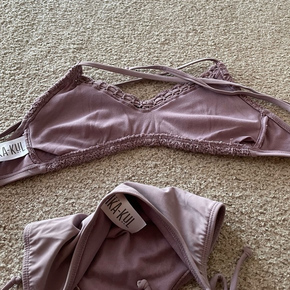 Ika Kul two piece swimsuit string bikini crochet top removable cups full bottom - Picture 7 of 7